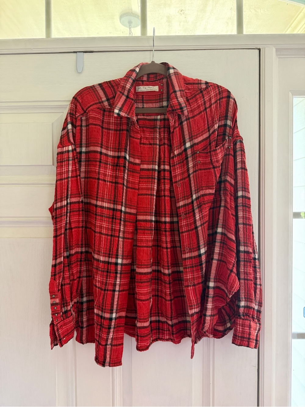 We The Free Red Plaid Oversized Flannel size XS-XL!